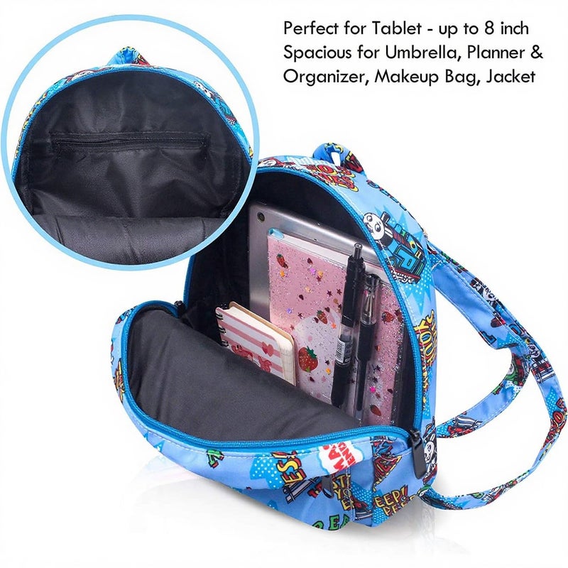 Finex NEW Blue Zipper - Thomas Transport Fans Cartoon Small Nylon Bag Multipurpose Causal Daypack for Travel Trip Shopping Tablet iPad Mini up to 8 inches - Image 3